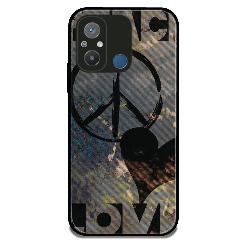 Peace Love Stencil - Glossy Metal Silicone Case For Redmi Models