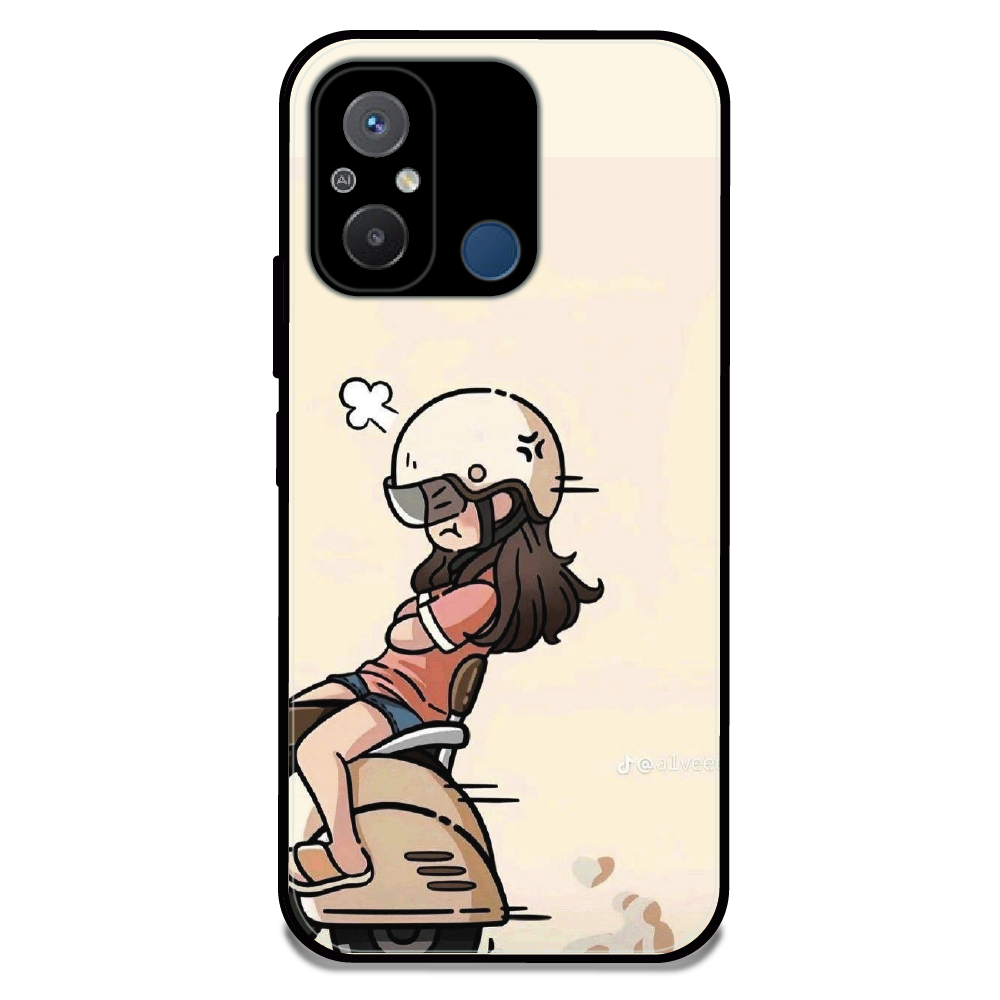 Scooter Ride Girl - Glossy Metal Silicone Case For Redmi Models