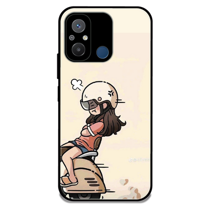 Scooter Ride Girl - Glossy Metal Silicone Case For Redmi Models
