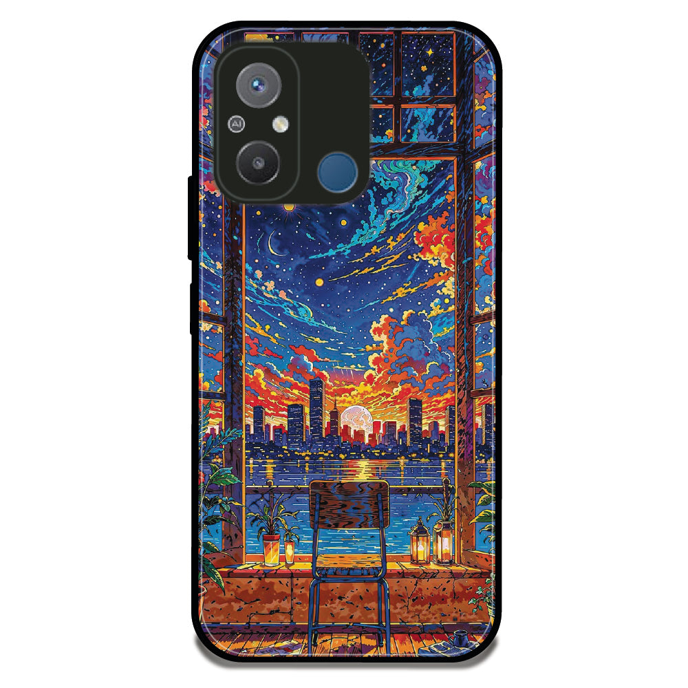 Sunset Window Synthwave - Glossy Metal Silicone Case For Redmi Models
