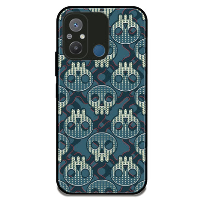 Teal Skull Pattern - Glossy Metal Silicone Case For Redmi Models
