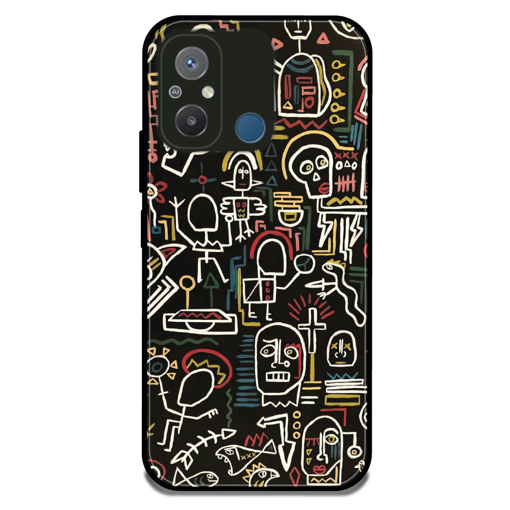 Tribal Line Doodles - Glossy Metal Silicone Case For Redmi Models