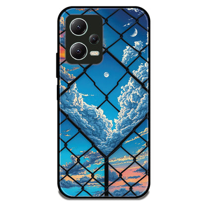 Chain Link Cloudy Sky - Glossy Metal Silicone Case For Redmi Models