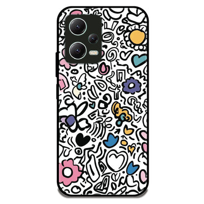 Colorful Doodle Pattern - Glossy Metal Silicone Case For Redmi Models