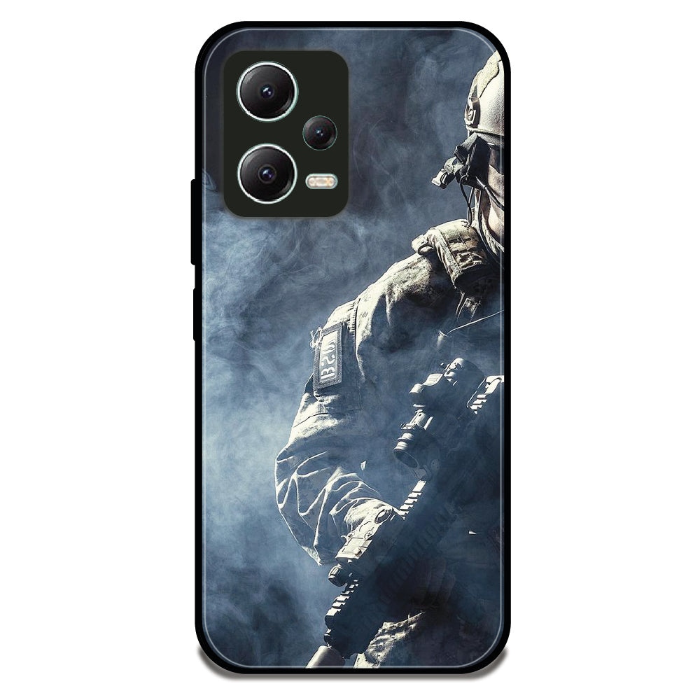 Combat Mode Soldier - Glossy Metal Silicone Case For Redmi Models