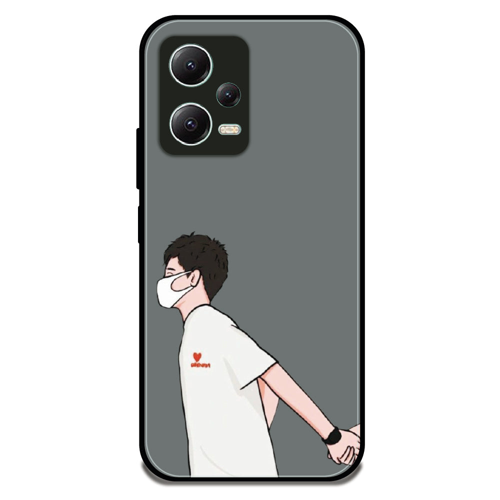 Couple Holding Hand Boy - Glossy Metal Silicone Case For Redmi Models