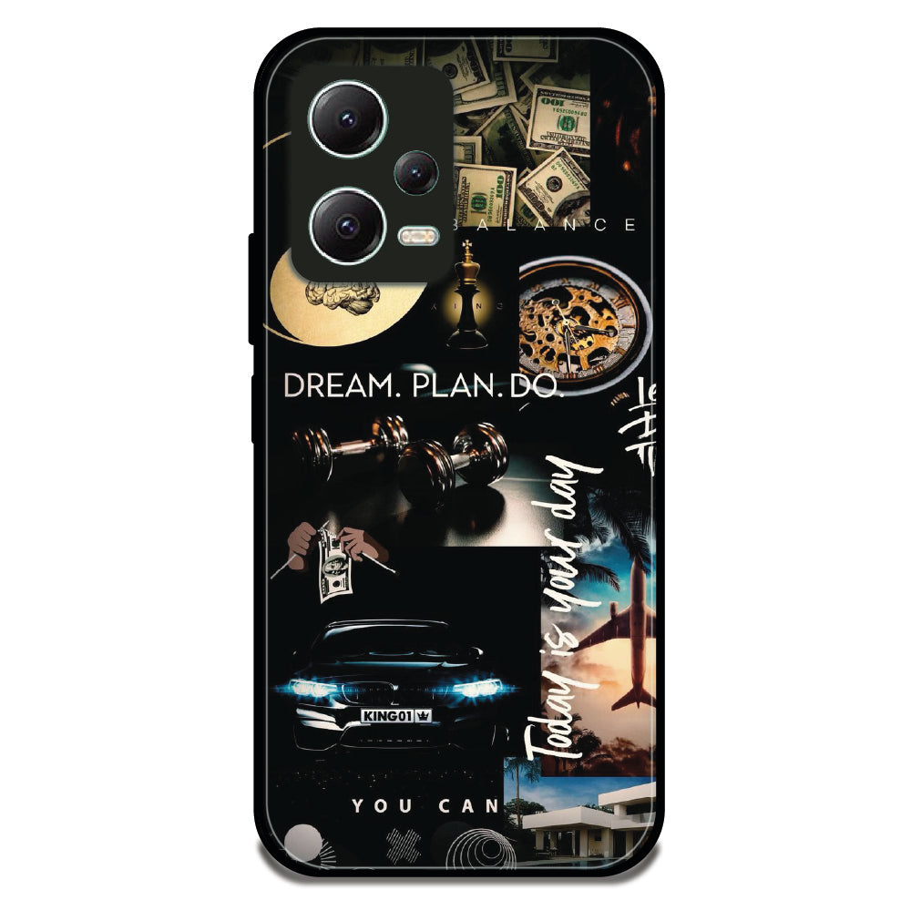 Dream Plan Collage - Glossy Metal Silicone Case For Redmi Models