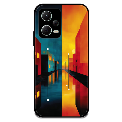 Dual Tone City Street - Glossy Metal Silicone Case For Redmi Models