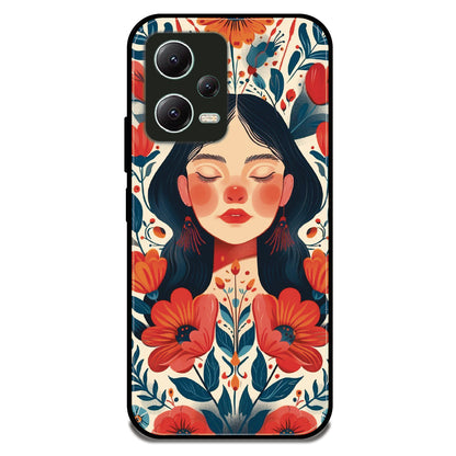 Floral Woman Serenity - Glossy Metal Silicone Case For Redmi Models
