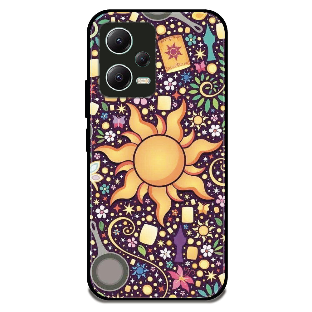 Golden Sun Pattern - Glossy Metal Silicone Case For Redmi Models