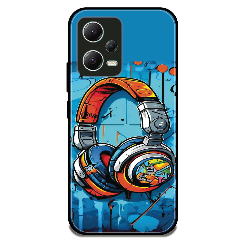 Graffiti Headphones - Glossy Metal Silicone Case For Redmi Models