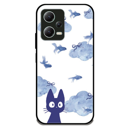 Jiji Cat Blue - Glossy Metal Silicone Case For Redmi Models