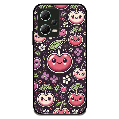 Kawaii Cherry Pattern - Glossy Metal Silicone Case For Redmi Models