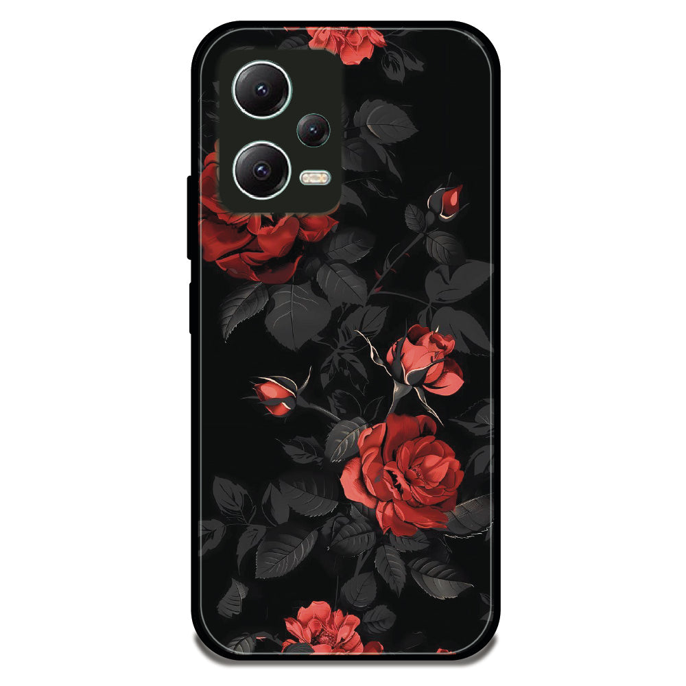 Midnight Red Roses - Glossy Metal Silicone Case For Redmi Models