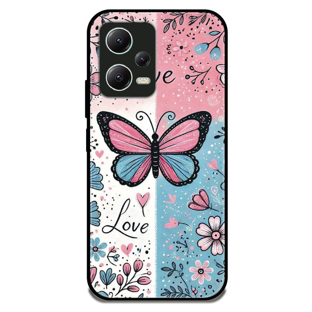 Pastel Love Butterfly - Glossy Metal Silicone Case For Redmi Models