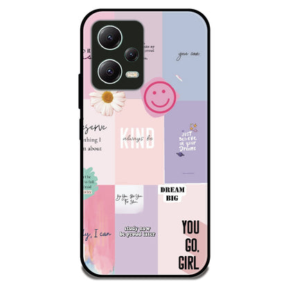 Pastel Motivation Grid - Glossy Metal Silicone Case For Redmi Models