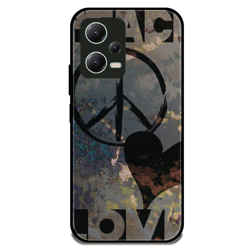 Peace Love Stencil - Glossy Metal Silicone Case For Redmi Models