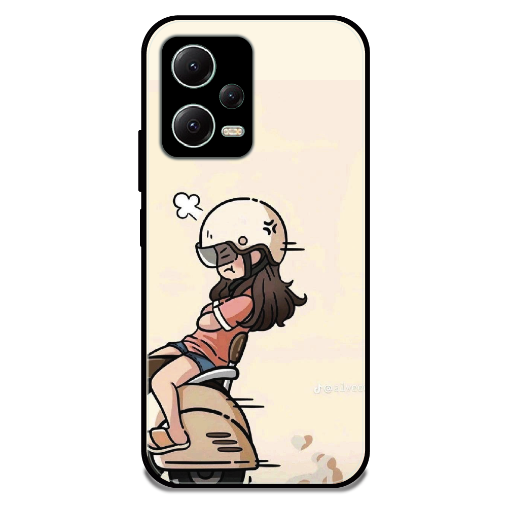 Scooter Ride Girl - Glossy Metal Silicone Case For Redmi Models