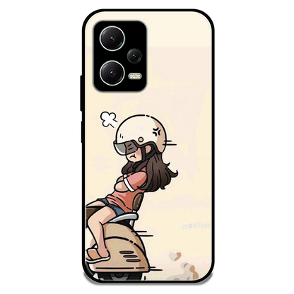 Scooter Ride Girl - Glossy Metal Silicone Case For Redmi Models