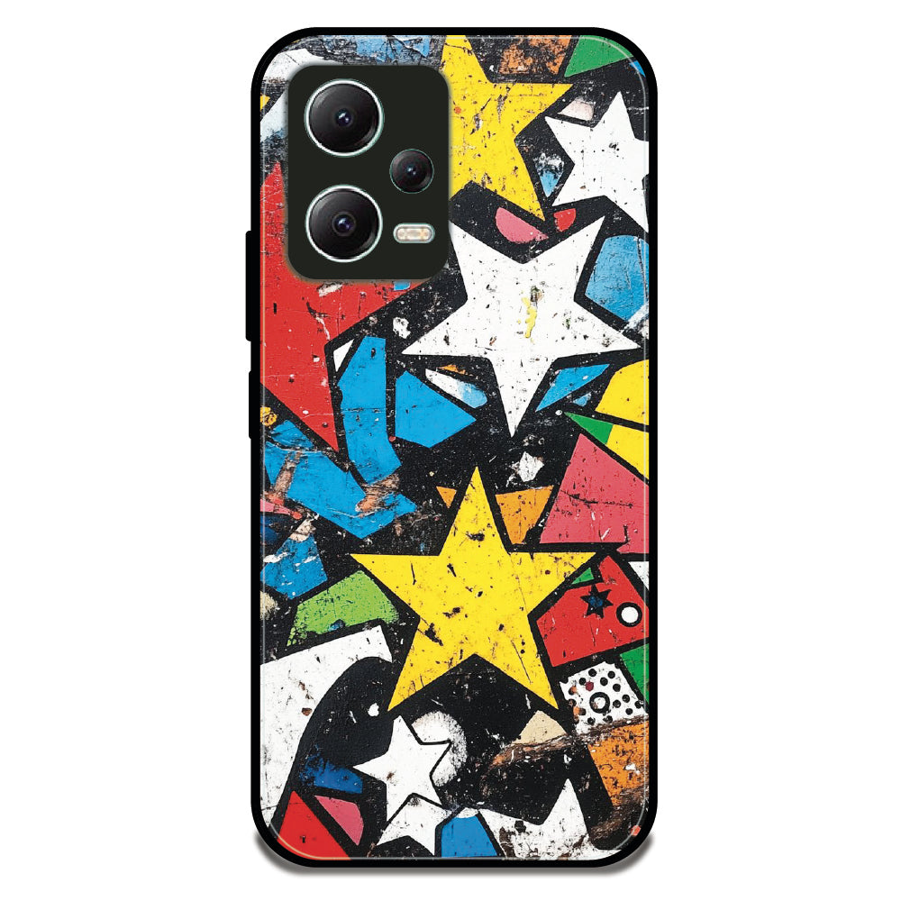 Star Paper Collage - Glossy Metal Silicone Case For Redmi Models