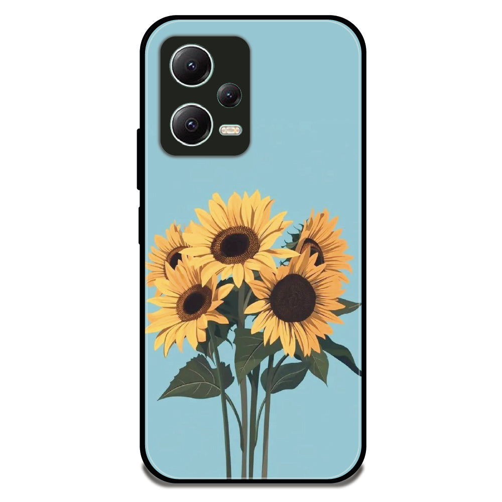 Sunflower Bouquet - Glossy Metal Silicone Case For Redmi Models