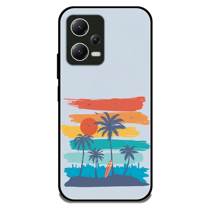 Sunset Paradise - Glossy Metal Silicone Case For Redmi Models