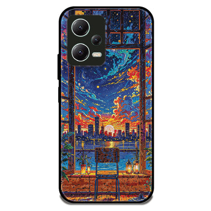Sunset Window Synthwave - Glossy Metal Silicone Case For Redmi Models