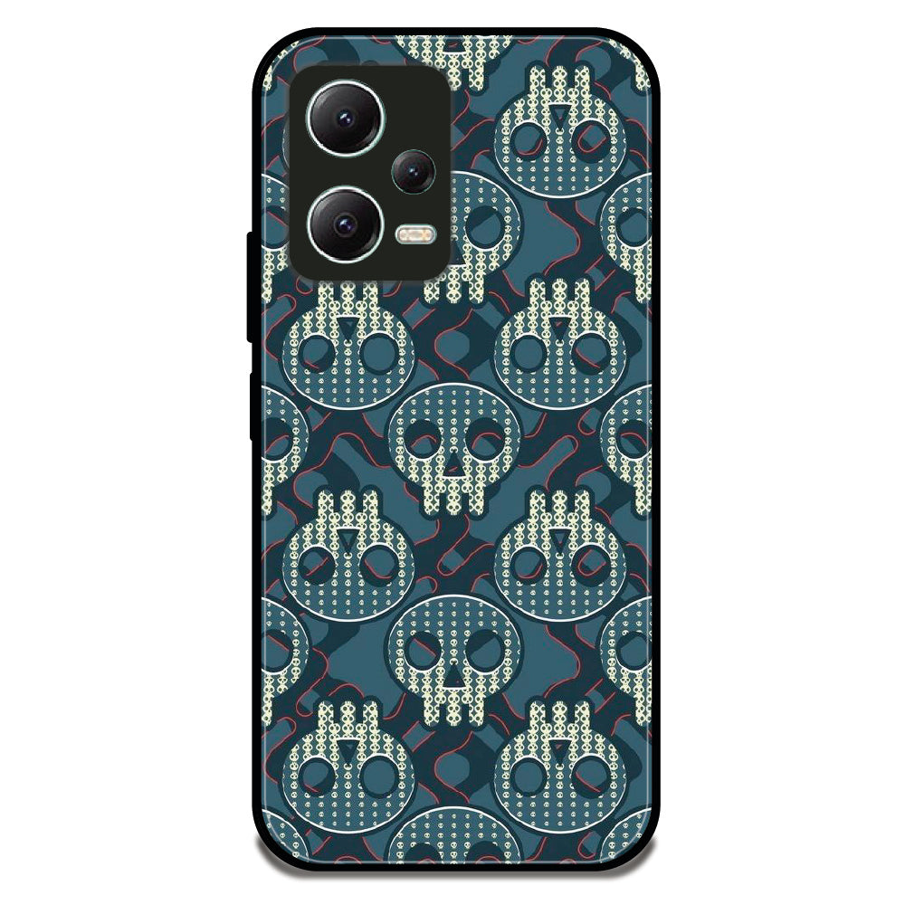 Teal Skull Pattern - Glossy Metal Silicone Case For Redmi Models