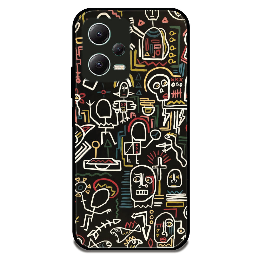 Tribal Line Doodles - Glossy Metal Silicone Case For Redmi Models