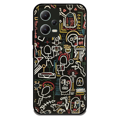 Tribal Line Doodles - Glossy Metal Silicone Case For Redmi Models