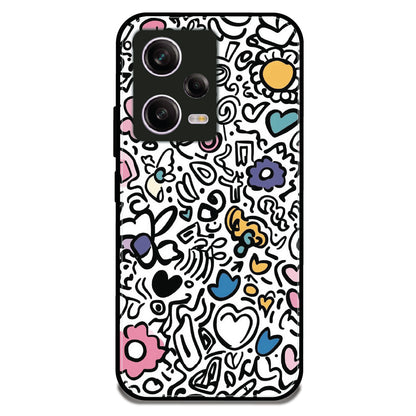 Colorful Doodle Pattern - Glossy Metal Silicone Case For Redmi Models