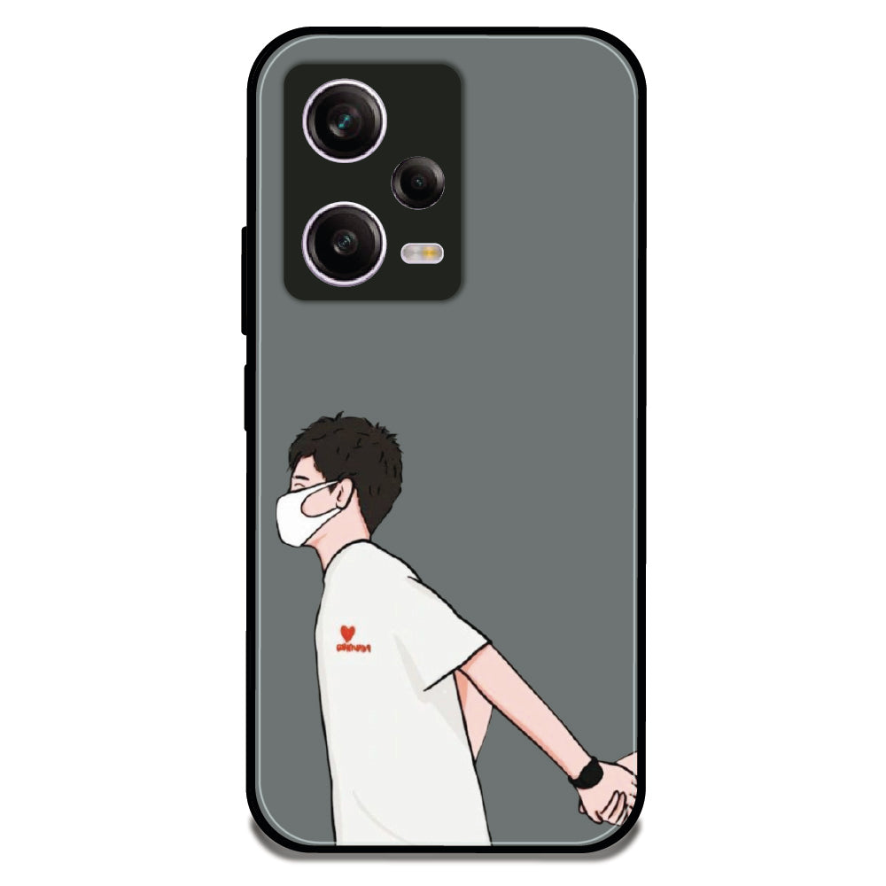 Couple Holding Hand Boy - Glossy Metal Silicone Case For Redmi Models