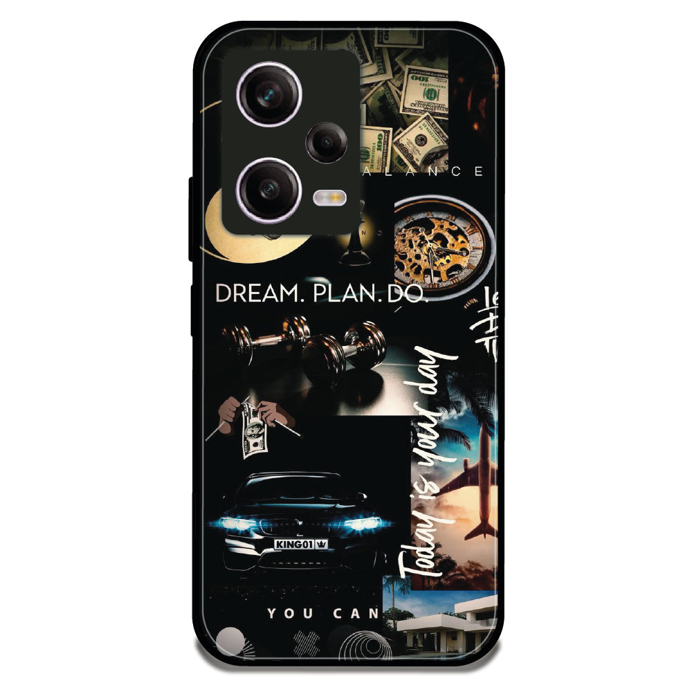 Dream Plan Collage - Glossy Metal Silicone Case For Redmi Models