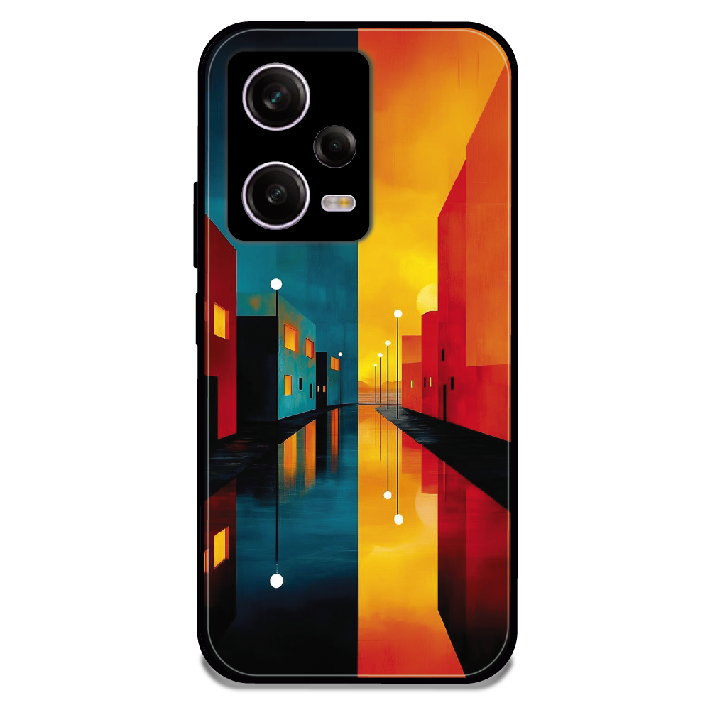 Dual Tone City Street - Glossy Metal Silicone Case For Redmi Models