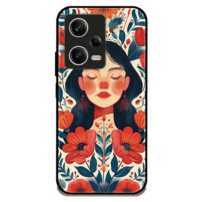 Floral Woman Serenity - Glossy Metal Silicone Case For Redmi Models