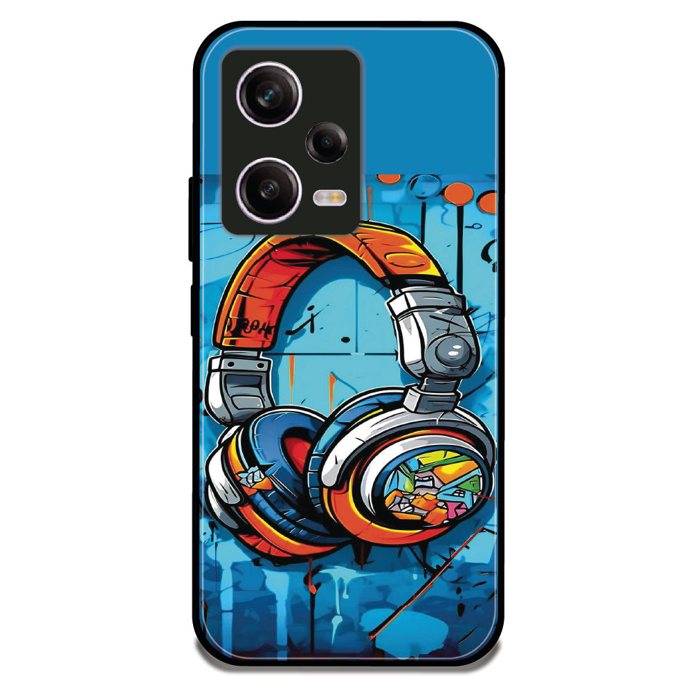 Graffiti Headphones - Glossy Metal Silicone Case For Redmi Models