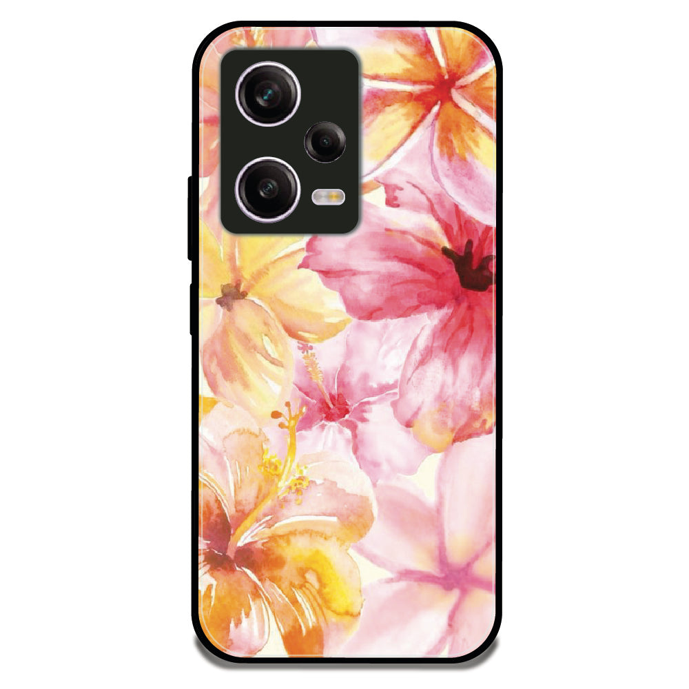 Hibiscus Watercolor - Glossy Metal Silicone Case For Redmi Models