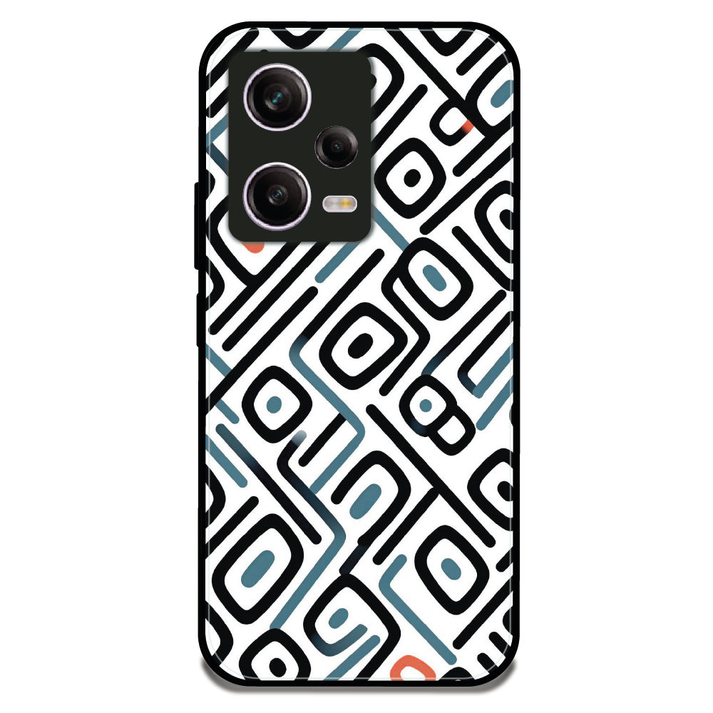 Maze Line Pattern - Glossy Metal Silicone Case For Redmi Models