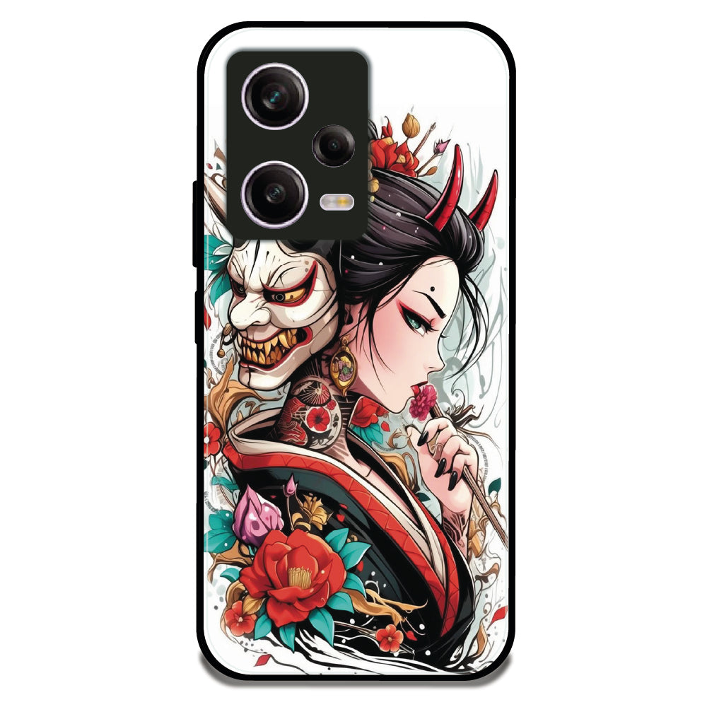 Oni Geisha Portrait - Glossy Metal Silicone Case For Redmi Models