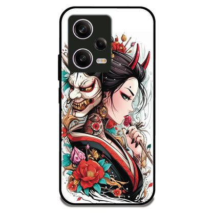 Oni Geisha Portrait - Glossy Metal Silicone Case For Redmi Models