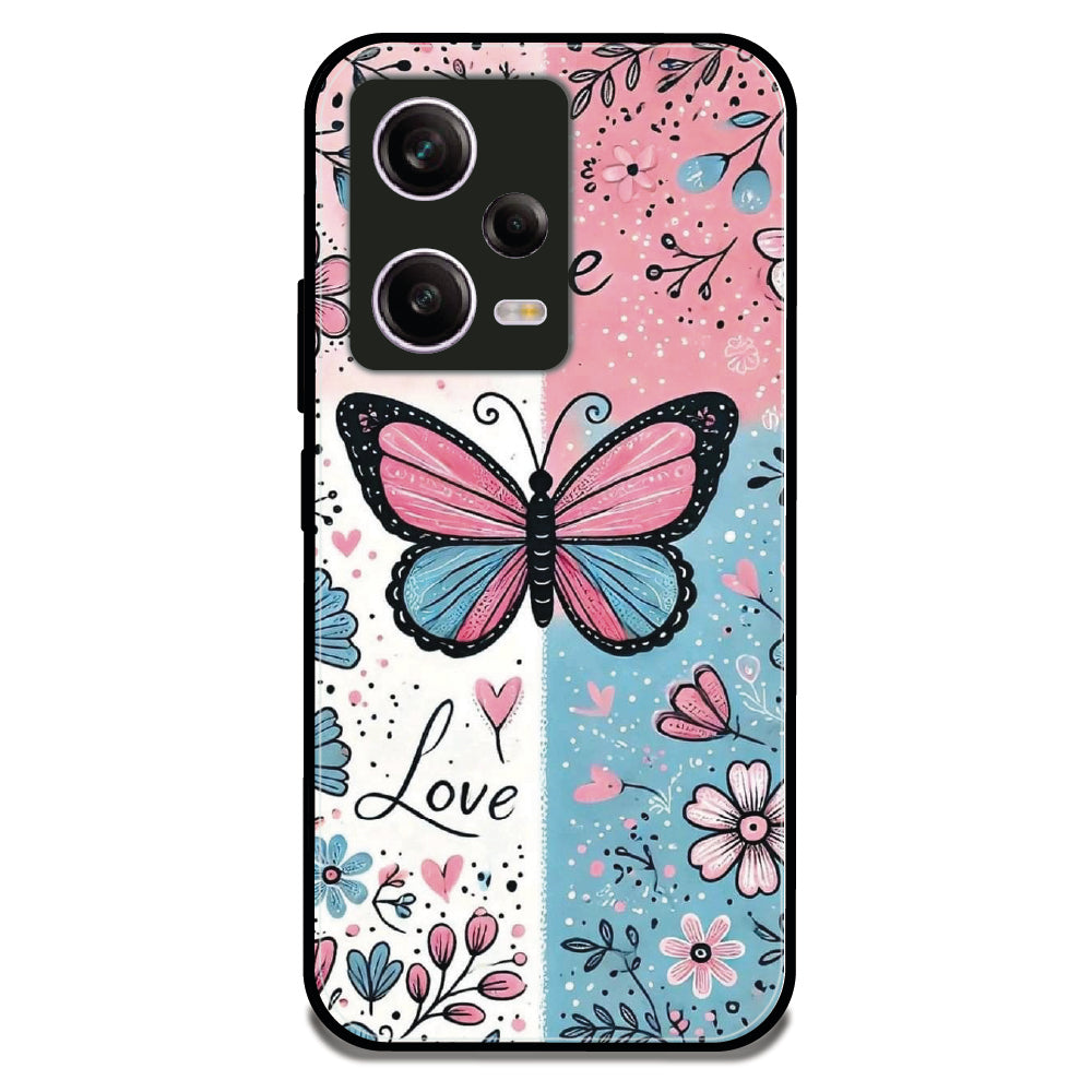 Pastel Love Butterfly - Glossy Metal Silicone Case For Redmi Models