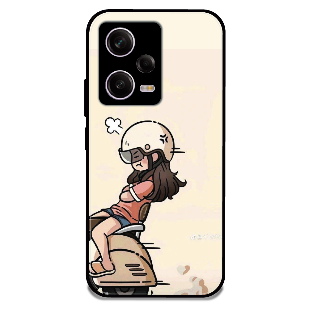 Scooter Ride Girl - Glossy Metal Silicone Case For Redmi Models