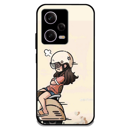 Scooter Ride Girl - Glossy Metal Silicone Case For Redmi Models