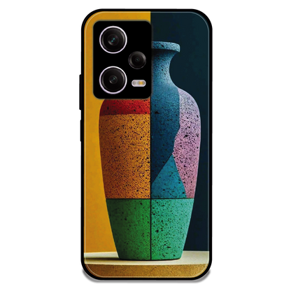 Split Color Vase - Glossy Metal Silicone Case For Redmi Models