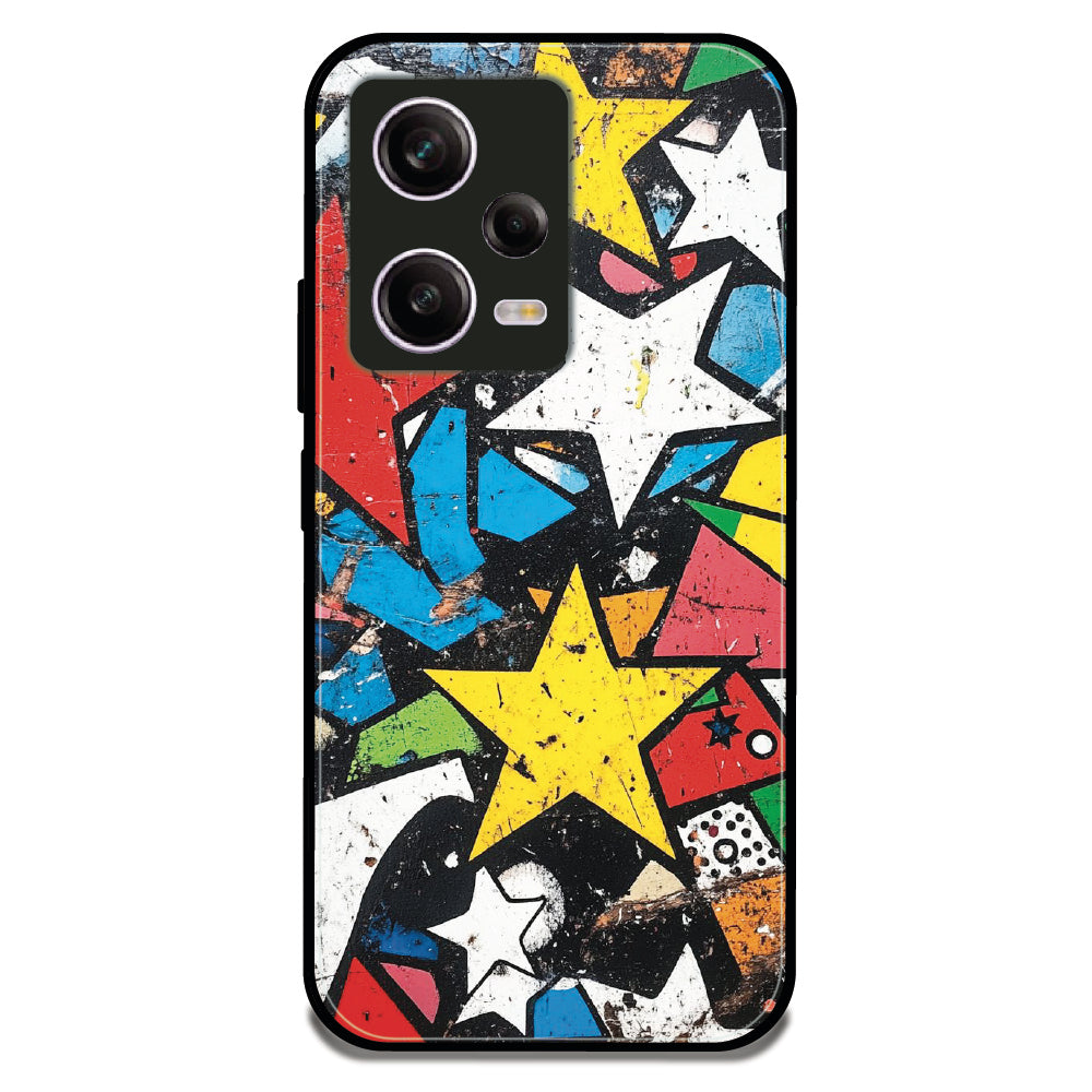Star Paper Collage - Glossy Metal Silicone Case For Redmi Models
