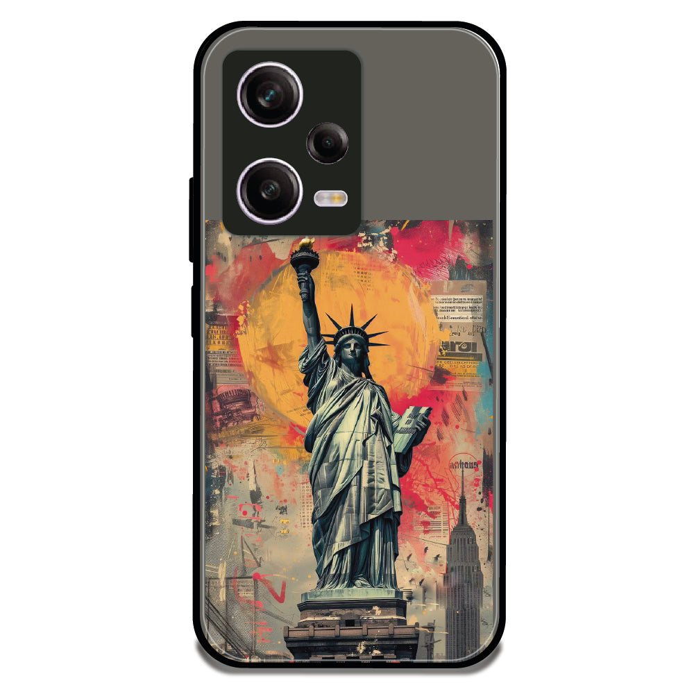Statue of Liberty - Glossy Metal Silicone Case For Redmi Models
