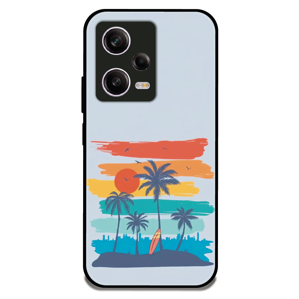 Sunset Paradise - Glossy Metal Silicone Case For Redmi Models