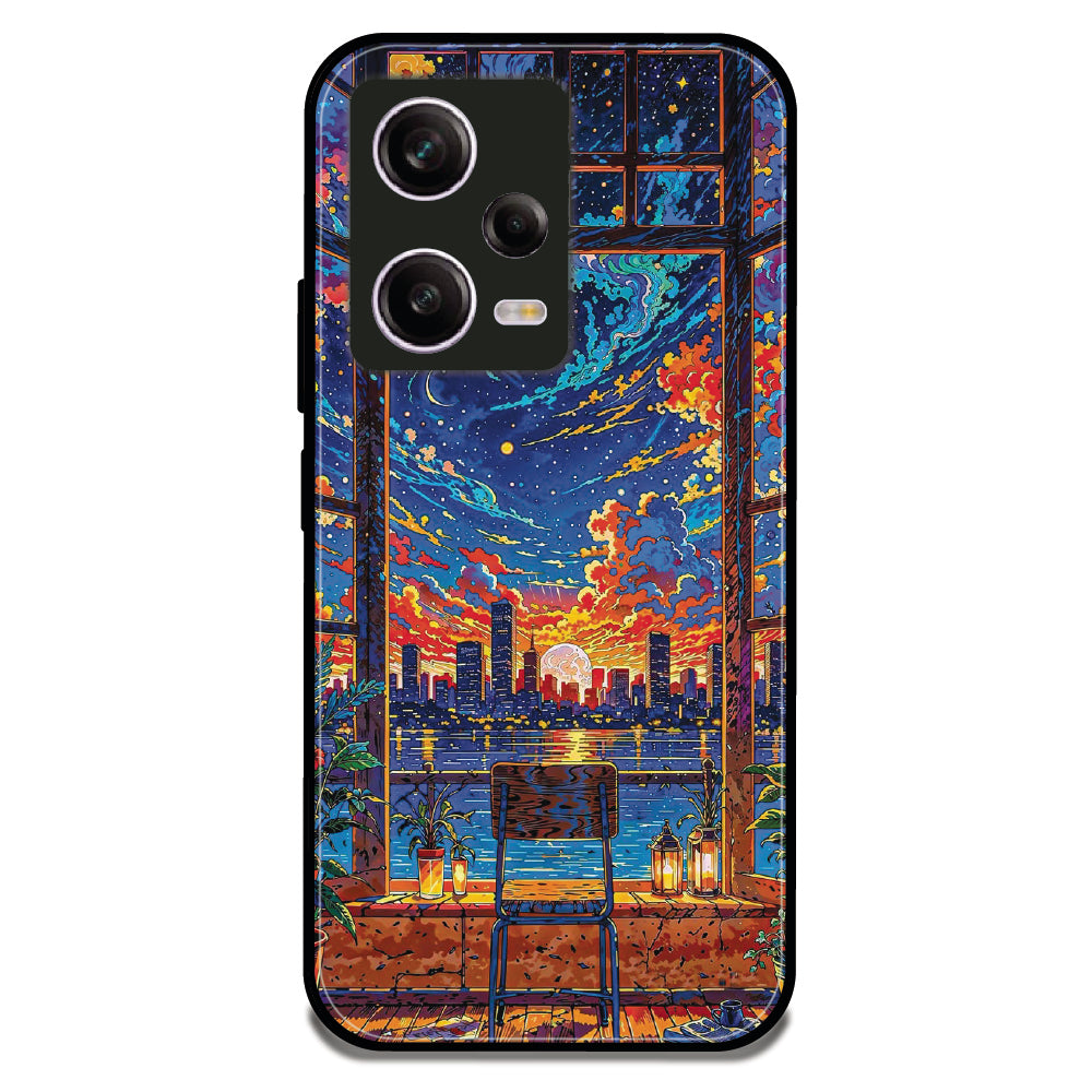 Sunset Window Synthwave - Glossy Metal Silicone Case For Redmi Models