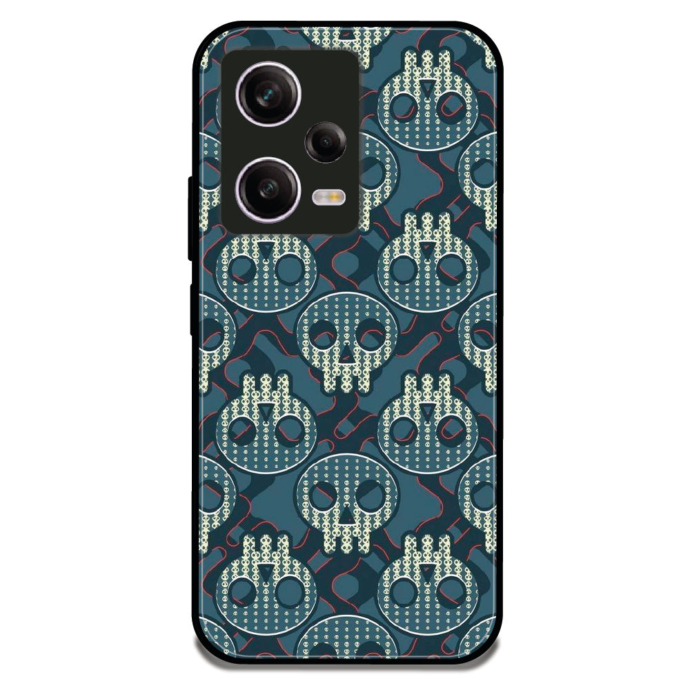 Teal Skull Pattern - Glossy Metal Silicone Case For Redmi Models
