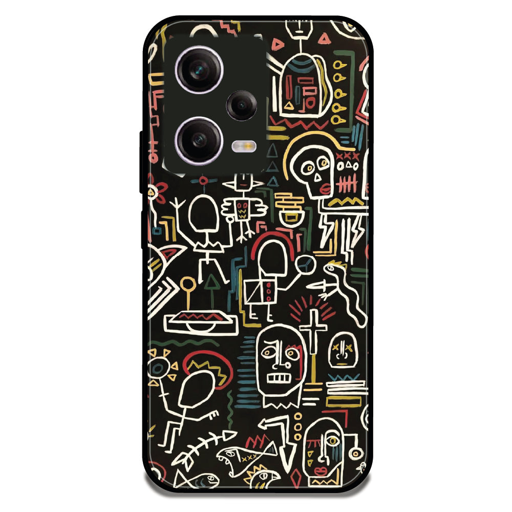 Tribal Line Doodles - Glossy Metal Silicone Case For Redmi Models